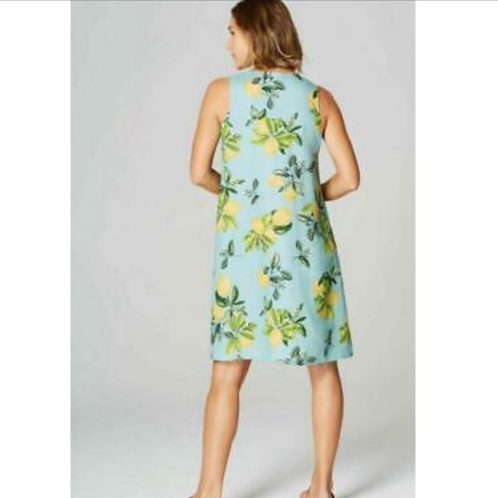 J Jill Love Linen 100% Linen Lemon Print Dress Sz XL - Picture 2 of 8